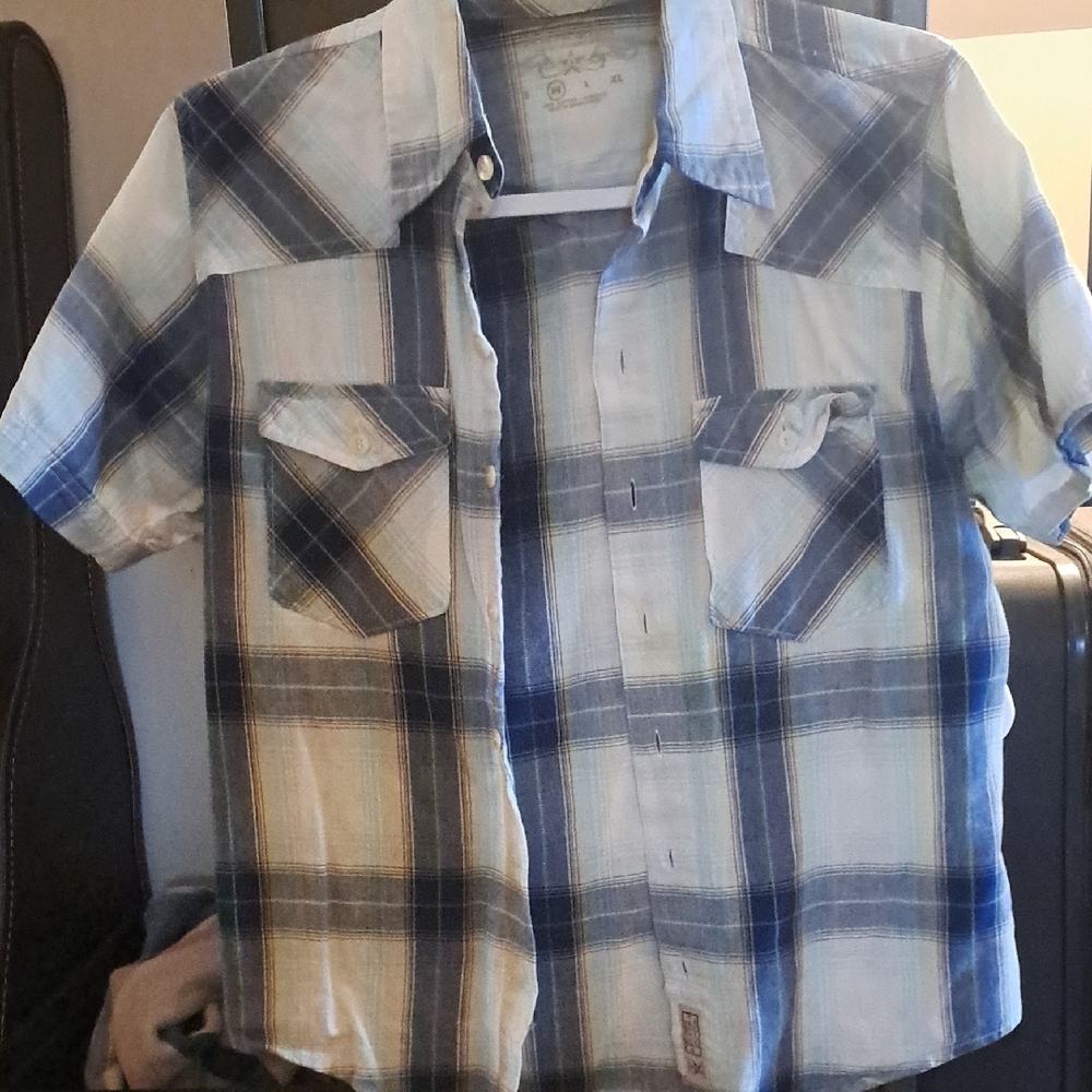 Boys Blue Plaid Shirt